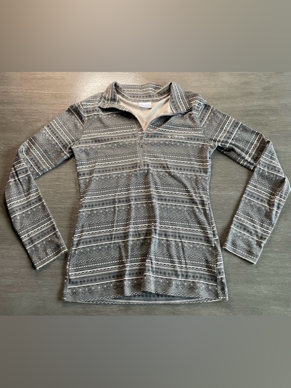 Columbia Grey And White Aztec Quarter 1/4 Zip Pullover XS